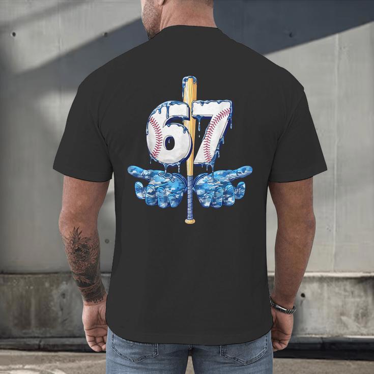 Blue Camo Baseball 67 Six Seven Camo Ice Cream Drip Boy Teen Men's Back Print T-Shirt