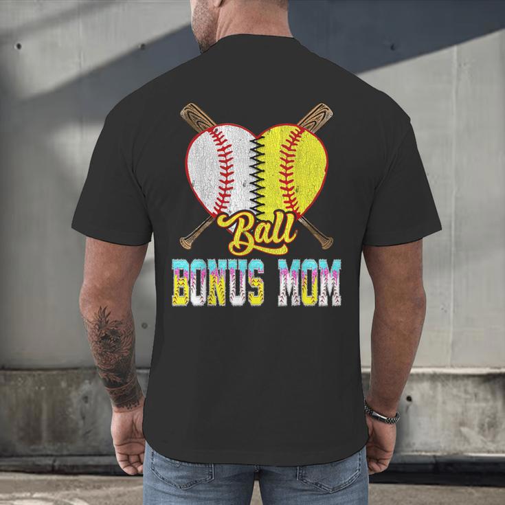 Bonus Mom Of Both Half Baseball Softball Ice Cream Drip Men's Back Print T-Shirt Bonus Mom Of Both Half Baseball Softball Ice Cream Drip Men's Back Print T-Shirt