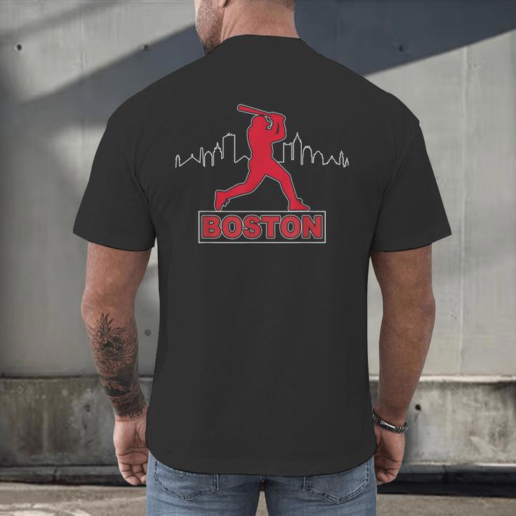 Boston Lovers Skyline Retro Baseball Heartbeat Men Women Men's Back Print T-Shirt Boston Lovers Skyline Retro Baseball Heartbeat Men Women Men's Back Print T-Shirt
