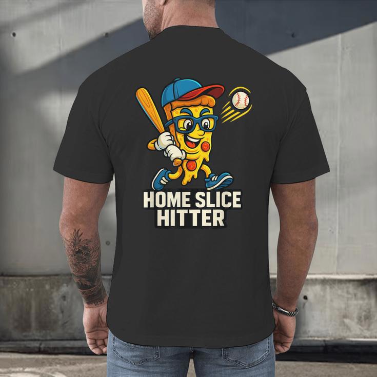 Boys Pizza Theme Baseball Home Hitter Men's Back Print T-Shirt Boys Pizza Theme Baseball Home Hitter Men's Back Print T-Shirt