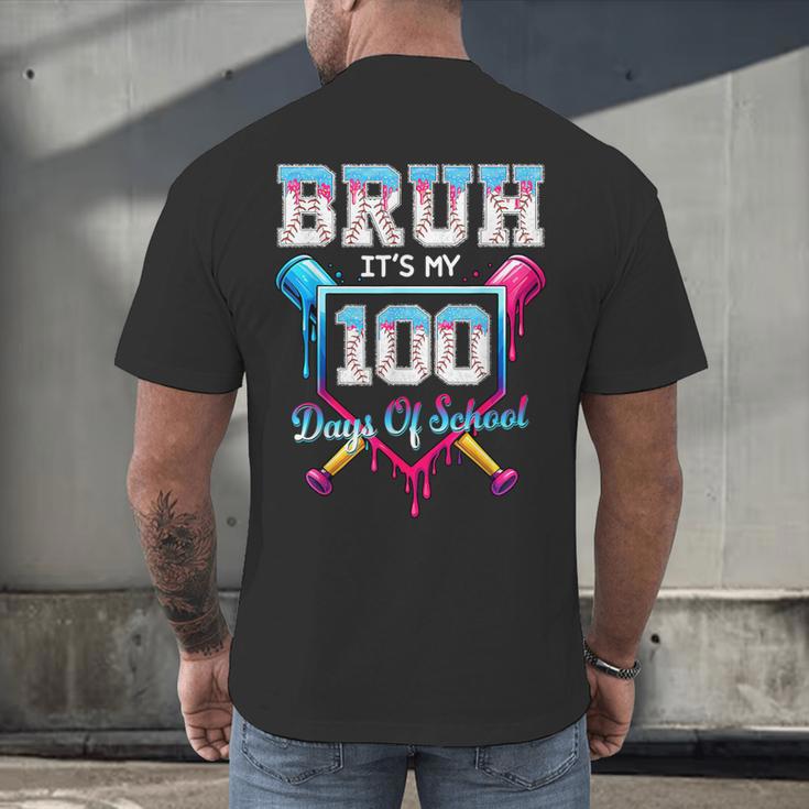 Bruh It's My 100 Days Of School Baseball Ice Cream Drip Boys Men's Back Print T-Shirt