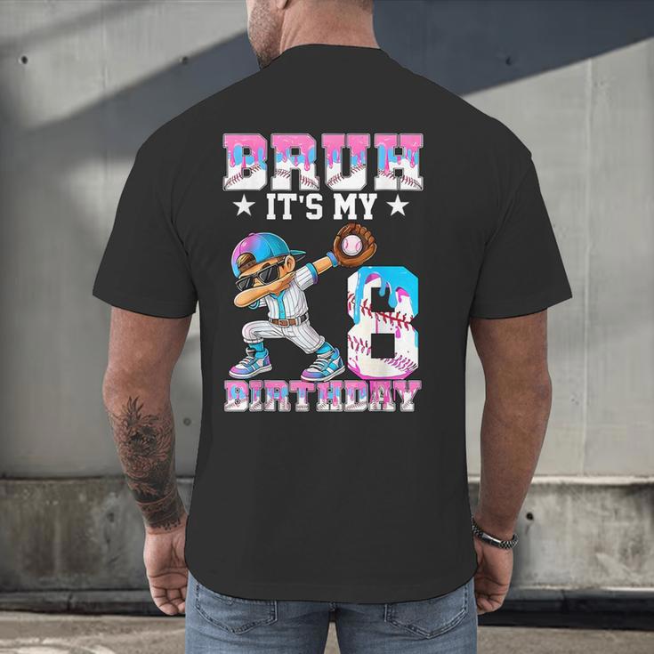 Bruh It's My 8th Birthday Baseball Ice Cream Drip 8 Year Old Men's Back Print T-Shirt Bruh It's My 8th Birthday Baseball Ice Cream Drip 8 Year Old Men's Back Print T-Shirt
