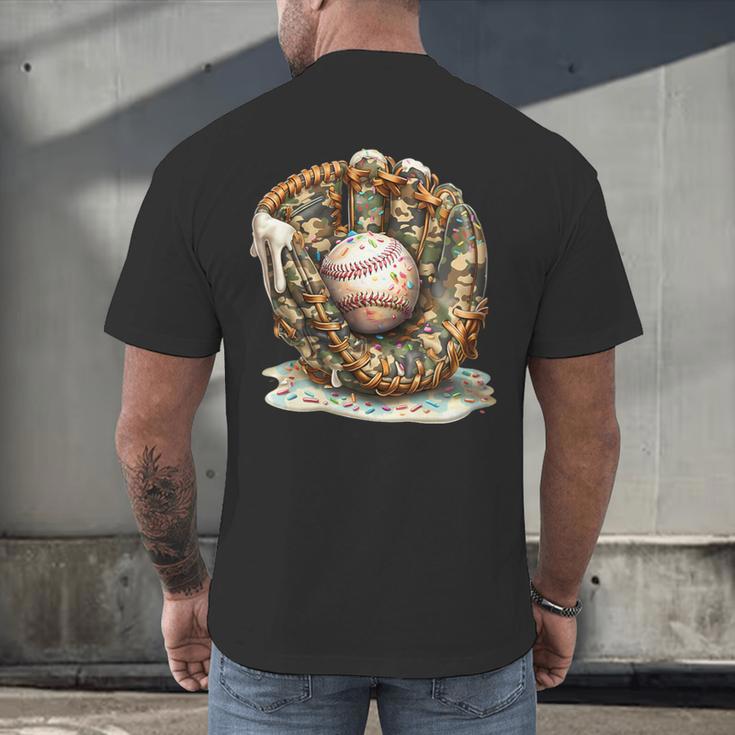 Camo Baseball Gloves Lifestyle 101 Apparel Drip Ice Cream Men's Back Print T-Shirt Camo Baseball Gloves Lifestyle 101 Apparel Drip Ice Cream Men's Back Print T-Shirt