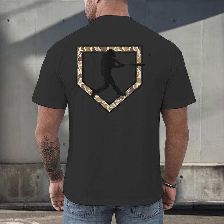 Camo Home Plate Camouflage Baseball Batter Youth Boys Men's Back Print T-Shirt