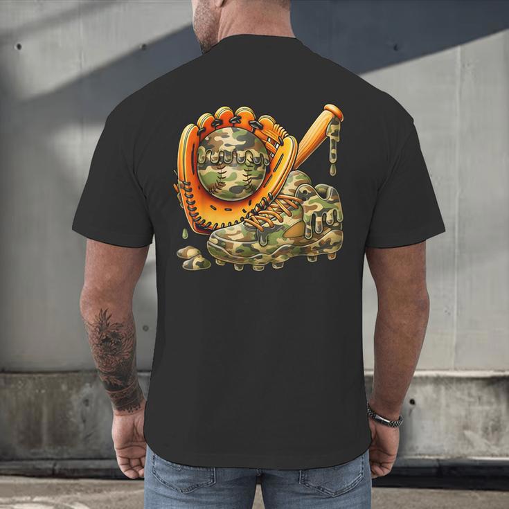Camo Ice Cream Drip Baseball Stuff Baseball Drip Boys Men's Back Print T-Shirt Camo Ice Cream Drip Baseball Stuff Baseball Drip Boys Men's Back Print T-Shirt