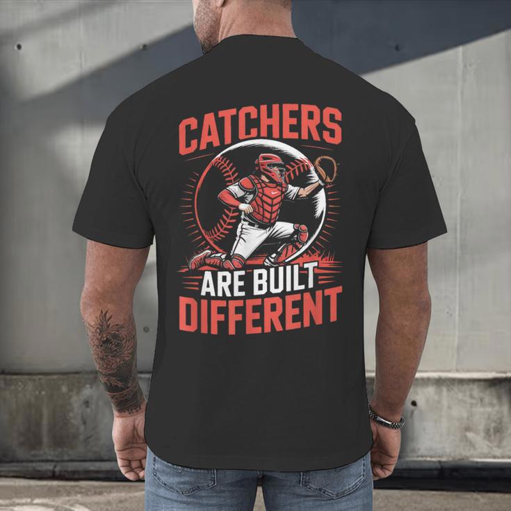 Catchers Are Built Different Baseball Catcher Men's Back Print T-Shirt