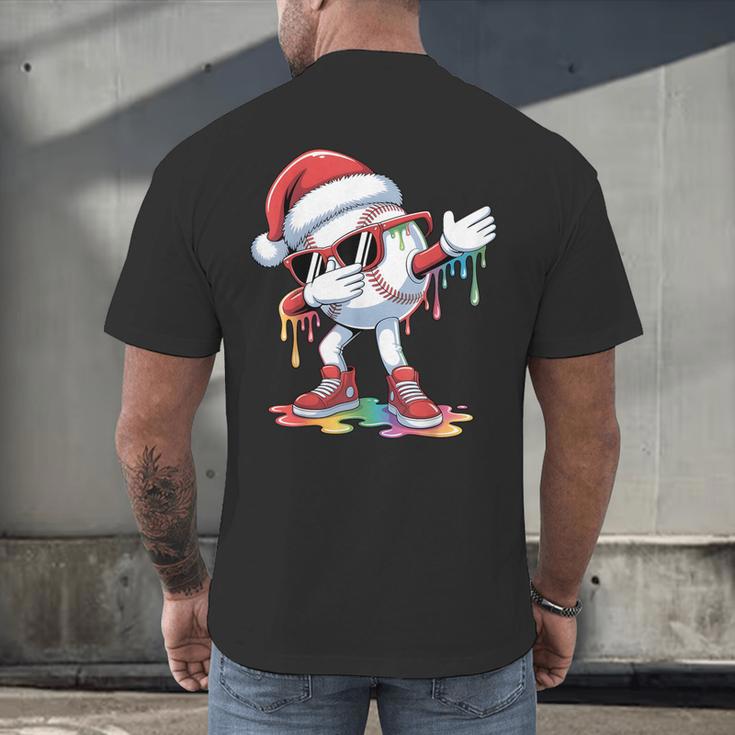 Christmas Baseball Ice Cream Dripping Santa Baseball Drip Men's Back Print T-Shirt