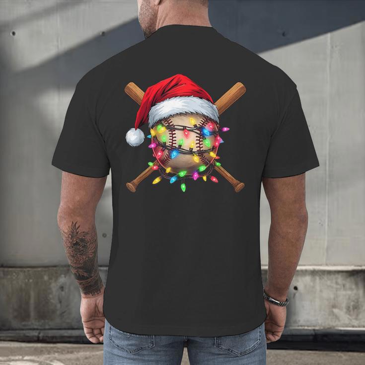 Christmas Baseball Pajama Santa For Men Boys Girls Kids Xmas Men's Back Print T-Shirt