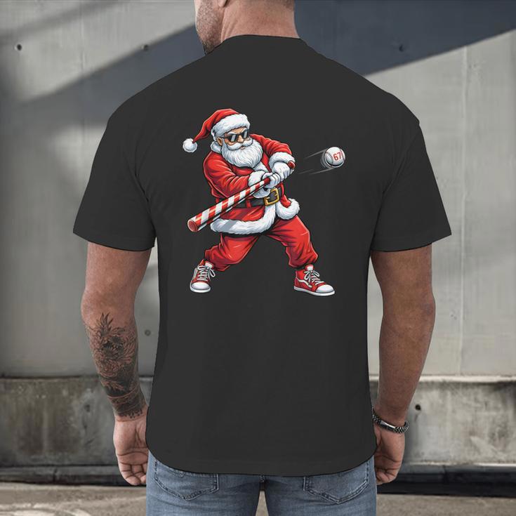 Christmas Baseball Player Santa Xmas Boys Men Toddler Men's Back Print T-Shirt