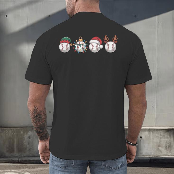 Christmas Baseball Player X-Mas Balls Men's Back Print T-Shirt