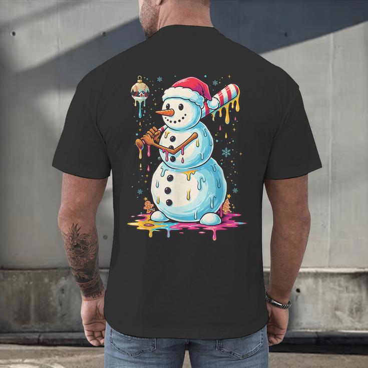 Christmas Baseball Snowman Drip For Boys Men Girls Women Men's Back Print T-Shirt