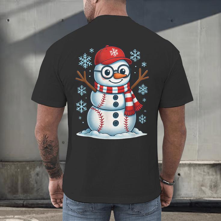 Christmas Baseball Snowman Xmas Pajamas Women Men Boys Men's Back Print T-Shirt Christmas Baseball Snowman Xmas Pajamas Women Men Boys Men's Back Print T-Shirt