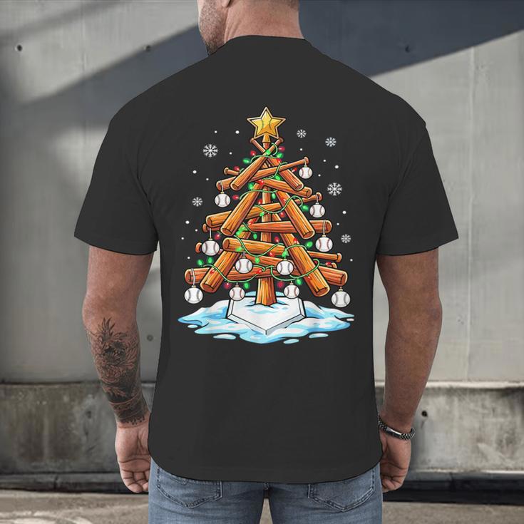 Christmas Baseball Tree Lights Xmas Men's Back Print T-Shirt Christmas Baseball Tree Lights Xmas Men's Back Print T-Shirt