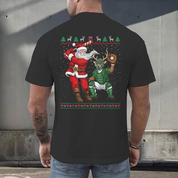 Christmas Santa Baseball Ugly Sweater Men's Back Print T-Shirt Christmas Santa Baseball Ugly Sweater Men's Back Print T-Shirt