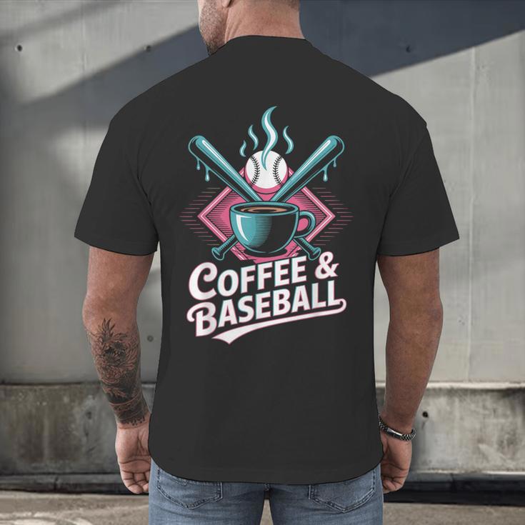 Coffee And Baseball Baseball Player Men's Back Print T-Shirt Coffee And Baseball Baseball Player Men's Back Print T-Shirt