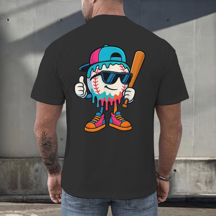 Cool Baseball Drip For Boys Ice Cream Drip Baseball Kids Men's Back Print T-Shirt Cool Baseball Drip For Boys Ice Cream Drip Baseball Kids Men's Back Print T-Shirt