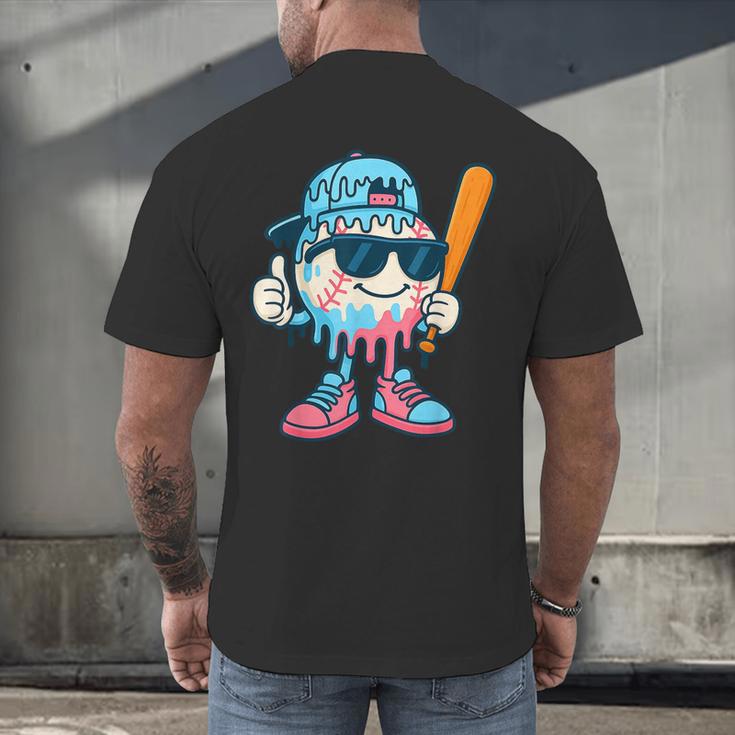 Cool Ice Cream Drip Baseball Drip For Boys Sports Kids Men's Back Print T-Shirt Cool Ice Cream Drip Baseball Drip For Boys Sports Kids Men's Back Print T-Shirt