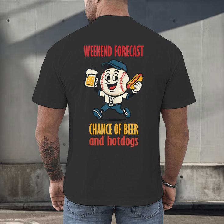 Cute Baseball Fan Weekend Forecast Change Of Beer And Hotdog Men's Back Print T-Shirt