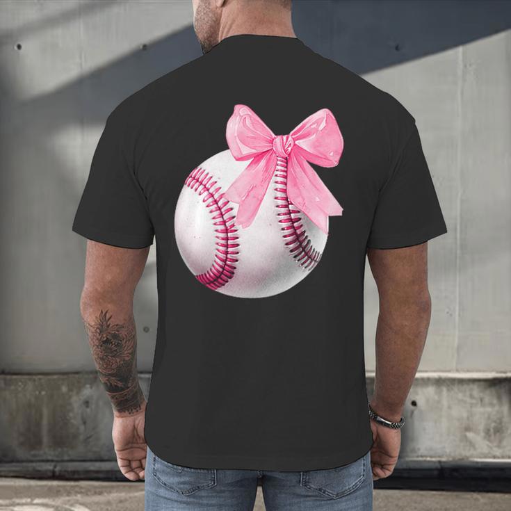 Cute Coquette Baseball Pink Bow Player & Fan Girls Men's Back Print T-Shirt Cute Coquette Baseball Pink Bow Player & Fan Girls Men's Back Print T-Shirt