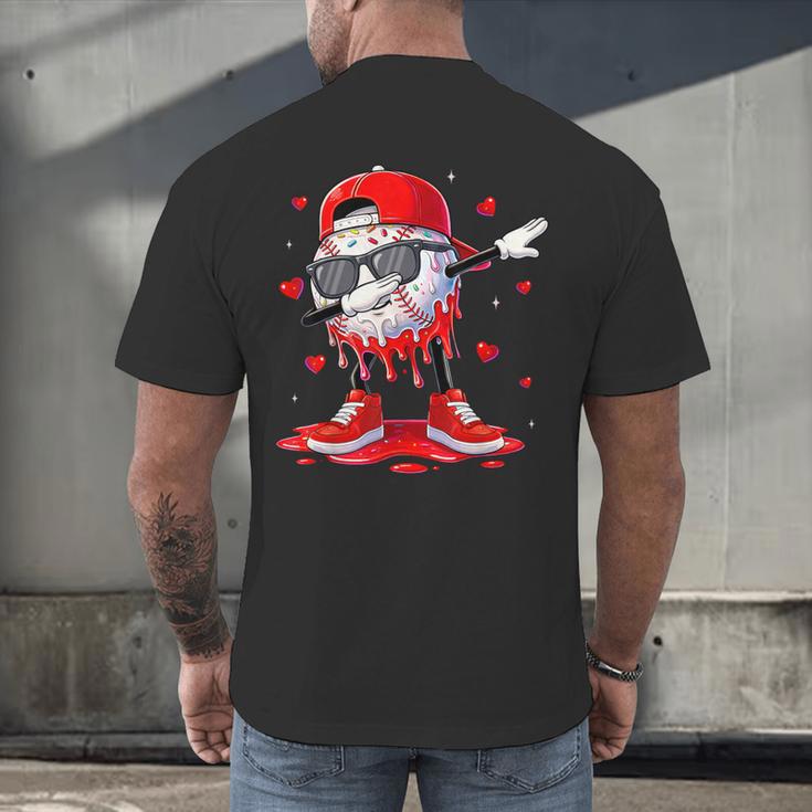 Dabbing Baseball Drip Ice Cream Youth Boy Valentines Day Men's Back Print T-Shirt Dabbing Baseball Drip Ice Cream Youth Boy Valentines Day Men's Back Print T-Shirt