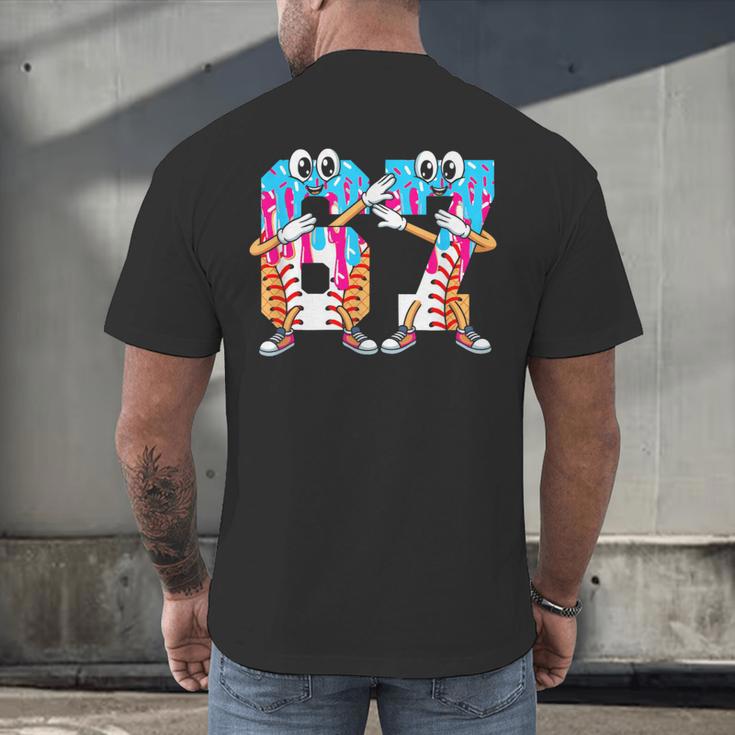 Dabbing Baseball Ice Cream Drip Number 67 Birthday Party Men's Back Print T-Shirt Dabbing Baseball Ice Cream Drip Number 67 Birthday Party Men's Back Print T-Shirt