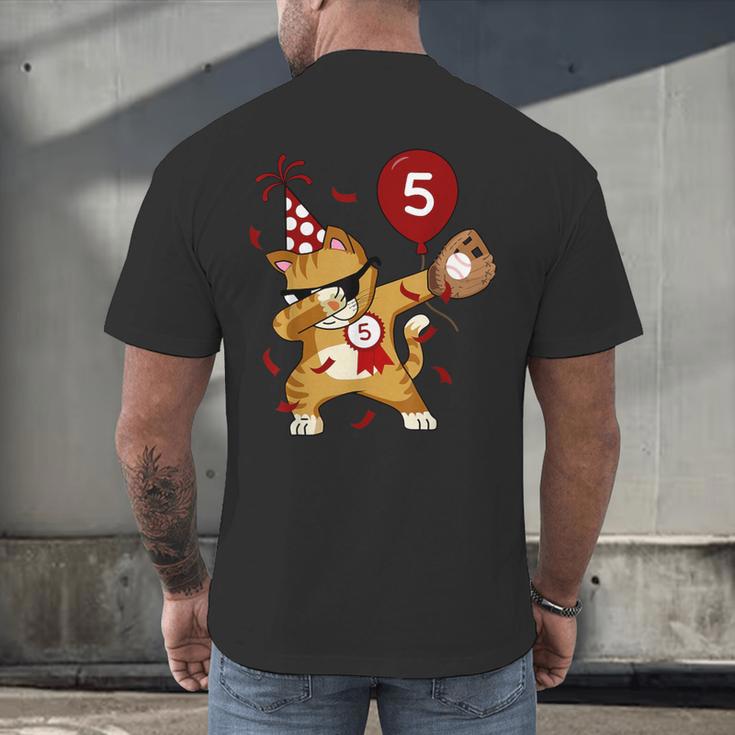 Dabbing Cool Cat Baseball 5th Birthday Men's Back Print T-Shirt Dabbing Cool Cat Baseball 5th Birthday Men's Back Print T-Shirt