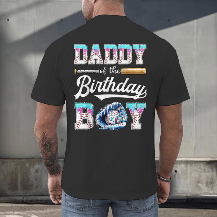 Daddy Of The Birthday Boy Baseball Ice Cream Drip Matching Men's Back Print T-Shirt