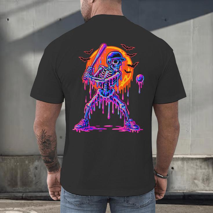 Drip Skeleton Batting Baseball Halloween Men's Back Print T-Shirt