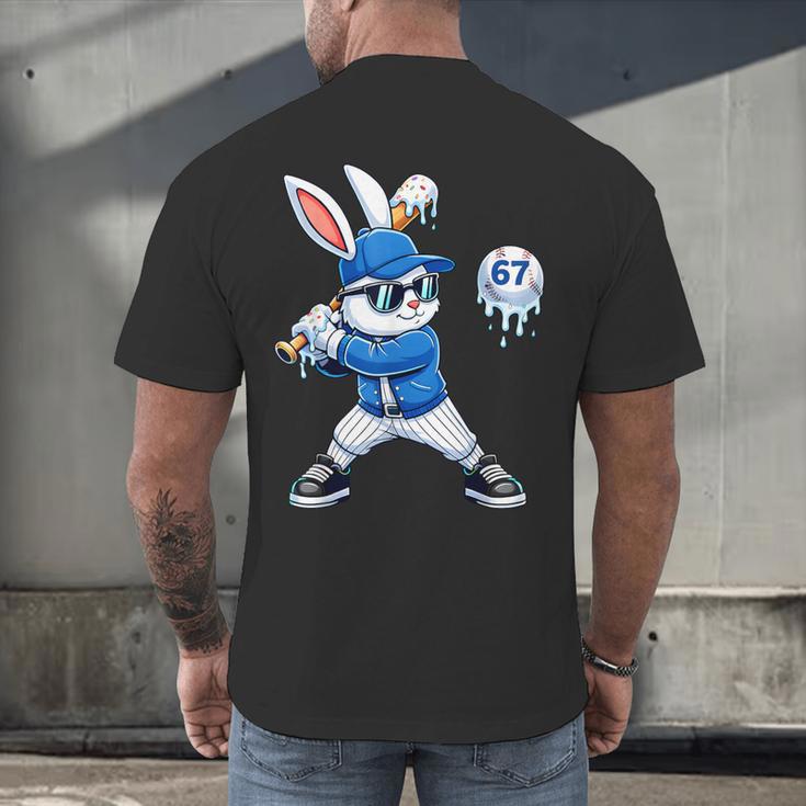 Dripping Drip Baseball Rabbit Bunny Easter Men Boy Kid Men's Back Print T-Shirt