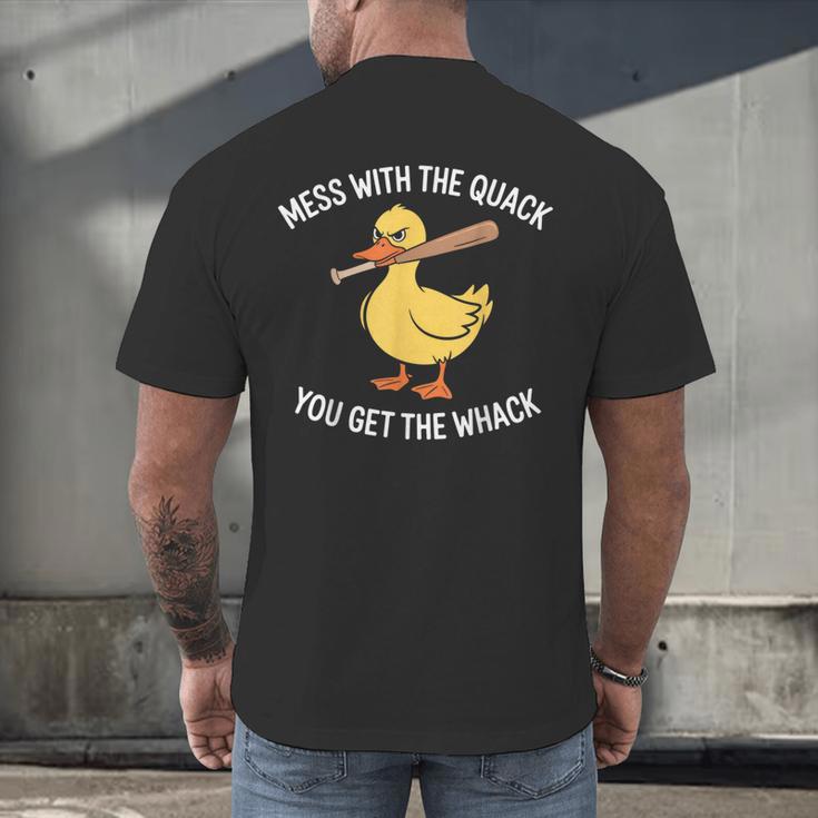 Duck And Baseball Bat Mess With The Quack You Get Whack Men's Back Print T-Shirt