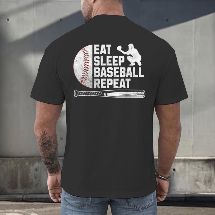 Eat Sleep Baseball Repeat Baseball Player Men Boys Men's Back Print T-Shirt Eat Sleep Baseball Repeat Baseball Player Men Boys Men's Back Print T-Shirt