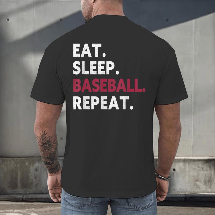 Eat Sleep Baseball Repeat Baseball Player Men's Back Print T-Shirt