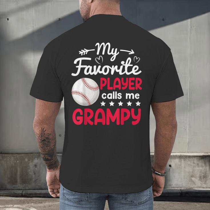 My Favorite Player Calls Me Grampy Baseball Grampy Men's Back Print T-Shirt