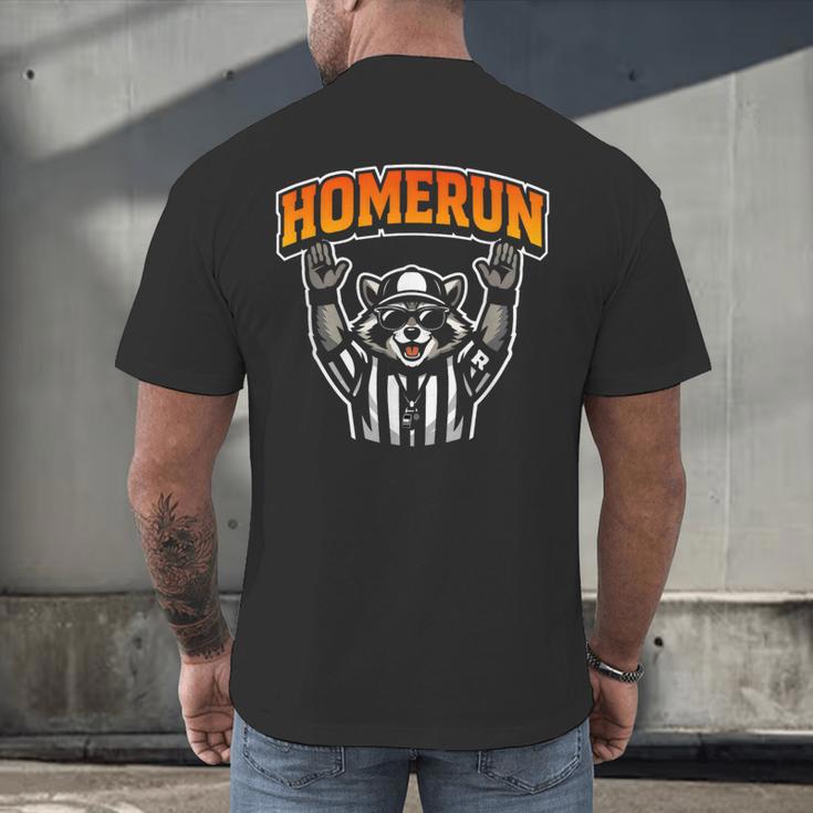 Football Referee Touchdown Baseball Homerun Raccoon Men's Back Print T-Shirt Football Referee Touchdown Baseball Homerun Raccoon Men's Back Print T-Shirt