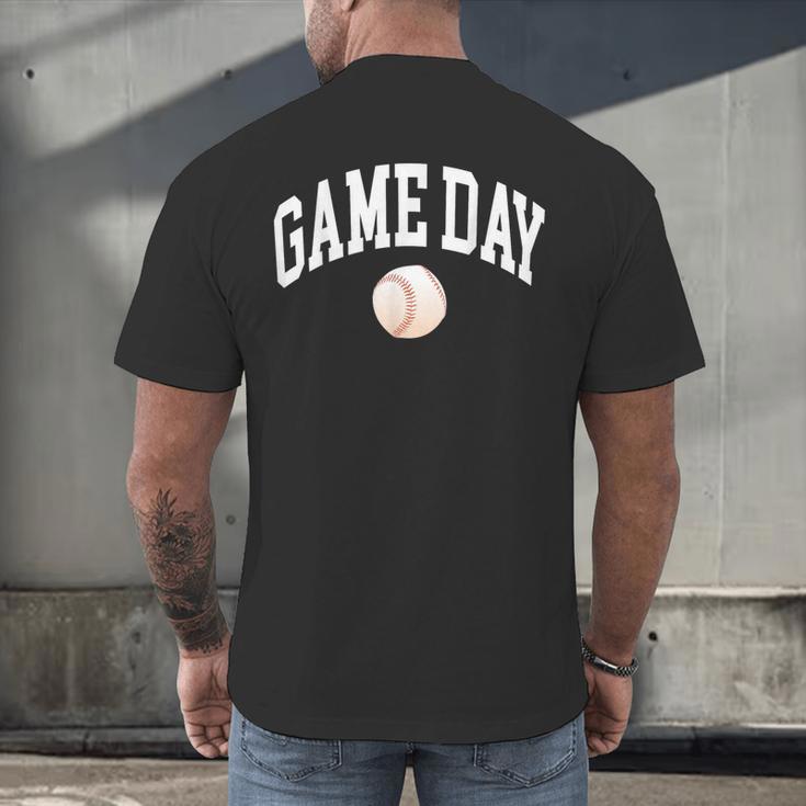 Game Day Baseball Player And Fan Graphic Men's Back Print T-Shirt