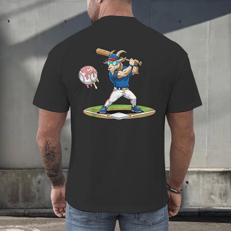 Goat Baseball Player With Bat And Ball Drip Animal Sports Men's Back Print T-Shirt Goat Baseball Player With Bat And Ball Drip Animal Sports Men's Back Print T-Shirt