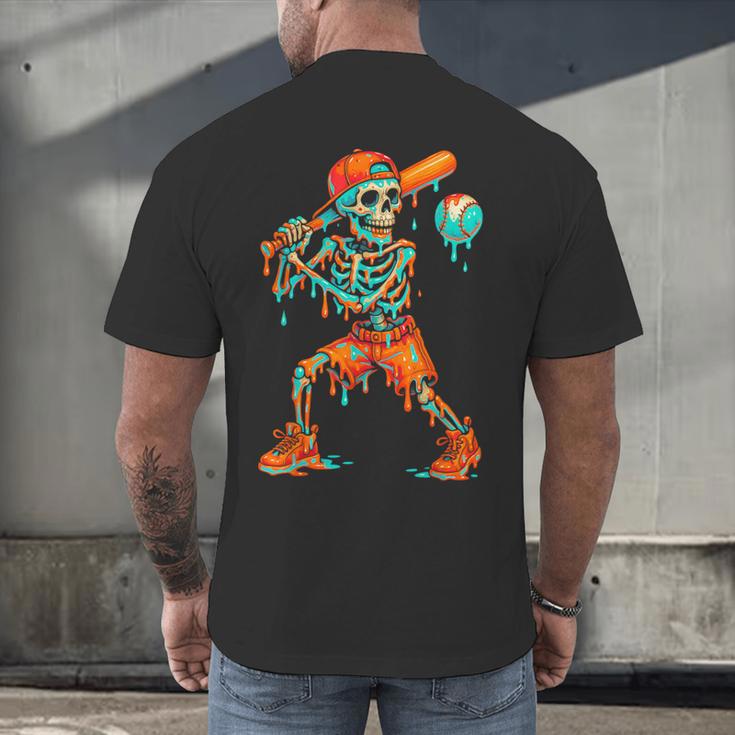 Halloween Baseball Skeleton Ice Cream Drip Baseball Boys Kid Men's Back Print T-Shirt Halloween Baseball Skeleton Ice Cream Drip Baseball Boys Kid Men's Back Print T-Shirt