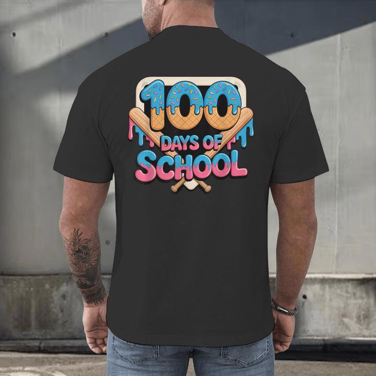 Happy 100 Days Of School Baseball Drip For Kids Teachers Men's Back Print T-Shirt Happy 100 Days Of School Baseball Drip For Kids Teachers Men's Back Print T-Shirt