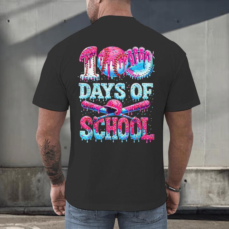 Happy 100 Days Of School Game Day Baseball Ice Cream Drip Men's Back Print T-Shirt Happy 100 Days Of School Game Day Baseball Ice Cream Drip Men's Back Print T-Shirt