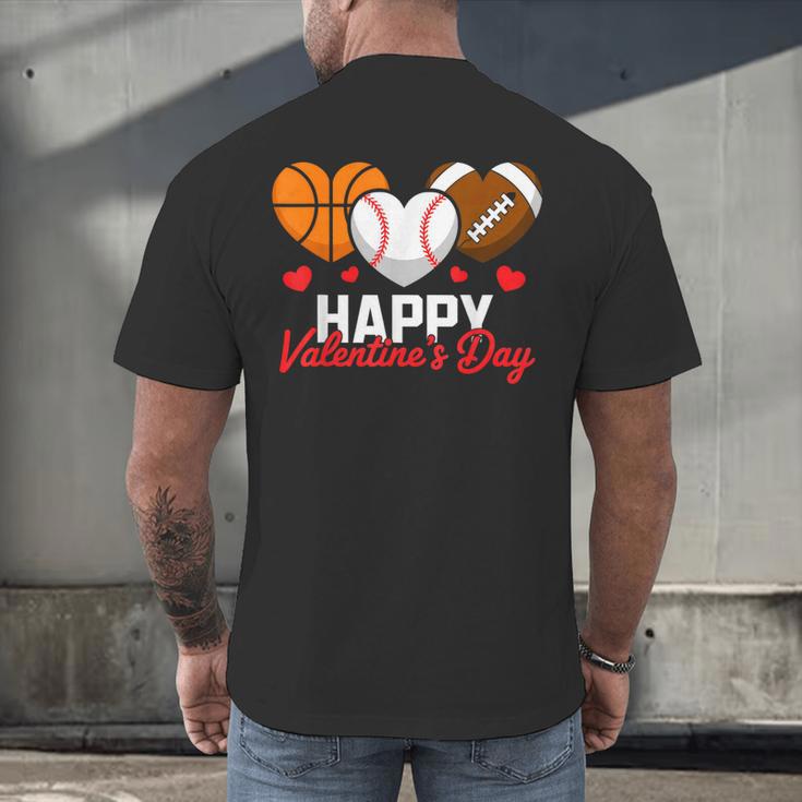 Happy Valentine’s Day Basketball Football Baseball Hearts Men's Back Print T-Shirt Happy Valentine’s Day Basketball Football Baseball Hearts Men's Back Print T-Shirt