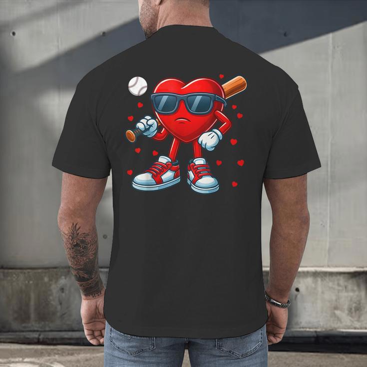 Heart Love Baseball Valentine Outfit Men Boy Men's Back Print T-Shirt Heart Love Baseball Valentine Outfit Men Boy Men's Back Print T-Shirt