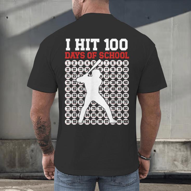 I Hit 100 Days Of School Baseball 100 Day Of School Men's Back Print T-Shirt I Hit 100 Days Of School Baseball 100 Day Of School Men's Back Print T-Shirt