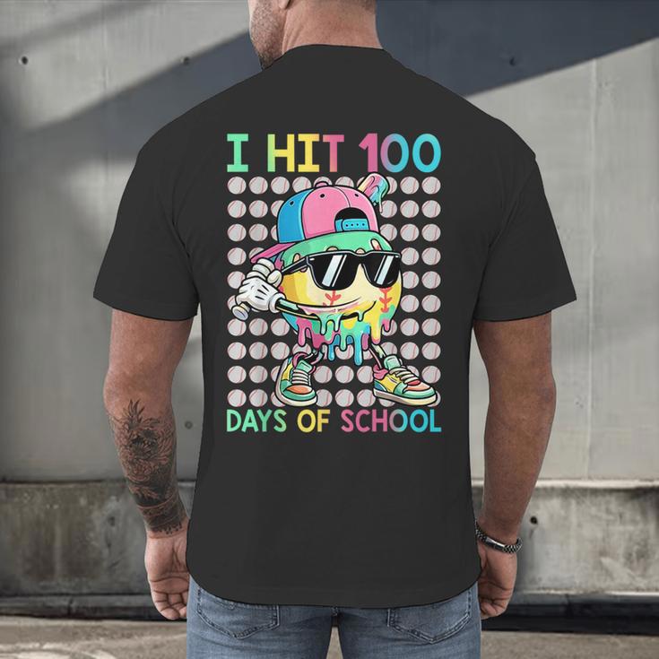 I Hit 100 Days Of School Baseball Drip 100th Day Of School Men's Back Print T-Shirt I Hit 100 Days Of School Baseball Drip 100th Day Of School Men's Back Print T-Shirt
