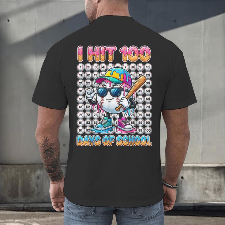 I Hit 100 Days Of School Baseball Ice Cram Drip 100th Boys Men's Back Print T-Shirt I Hit 100 Days Of School Baseball Ice Cram Drip 100th Boys Men's Back Print T-Shirt