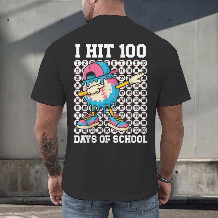 I Hit 100 Days Of School Baseball Ice Cream Drip Boys Girls Men's Back Print T-Shirt I Hit 100 Days Of School Baseball Ice Cream Drip Boys Girls Men's Back Print T-Shirt