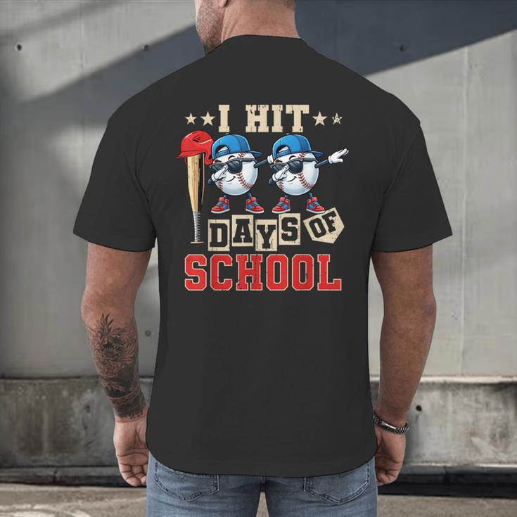 I Hit 100 Days Of School Baseball Kids Boy Teacher 100th Day Men's Back Print T-Shirt I Hit 100 Days Of School Baseball Kids Boy Teacher 100th Day Men's Back Print T-Shirt