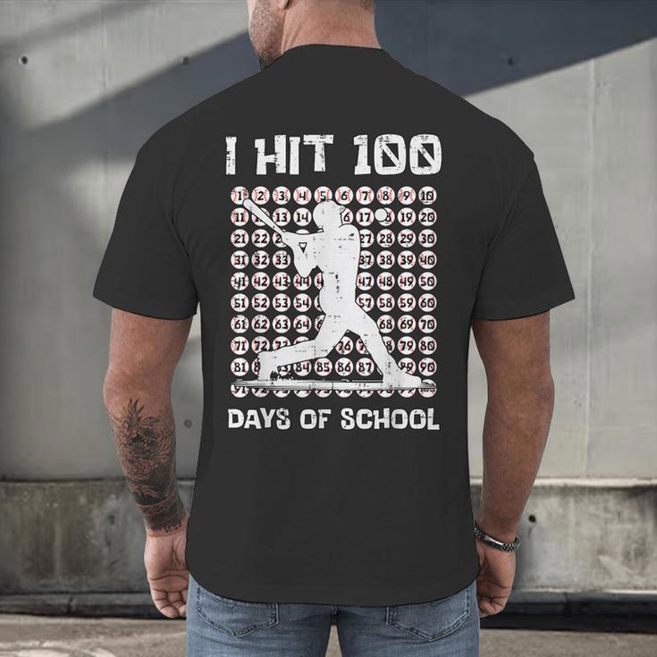 I Hit 100 Days Of School Baseball Player 100th Day Boys Kids Men's Back Print T-Shirt