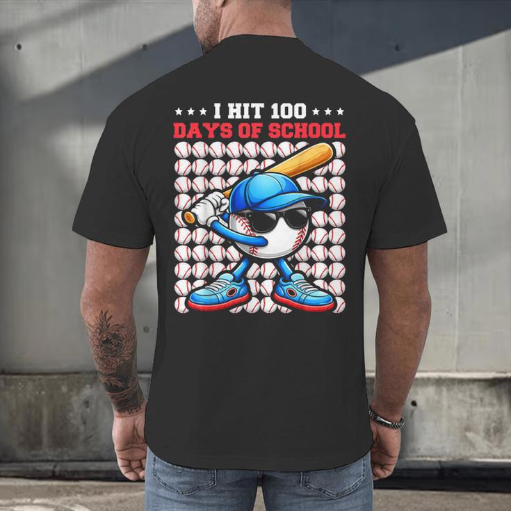 I Hit 100 Days Of School Baseball Player Kids Boys Son Men's Back Print T-Shirt