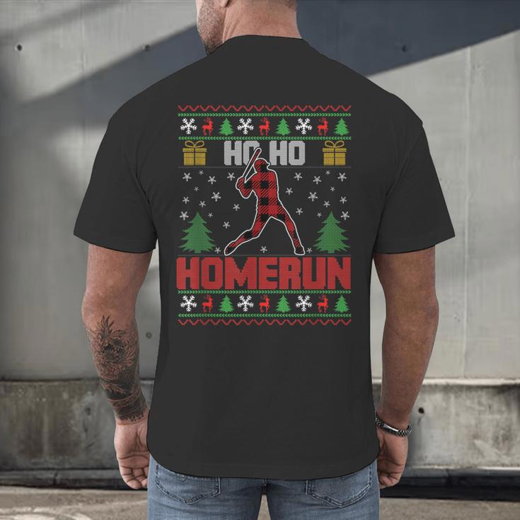 Ho Ho Homerun Xmas Sports Player Baseball Ugly Christmas Men's Back Print T-Shirt Ho Ho Homerun Xmas Sports Player Baseball Ugly Christmas Men's Back Print T-Shirt