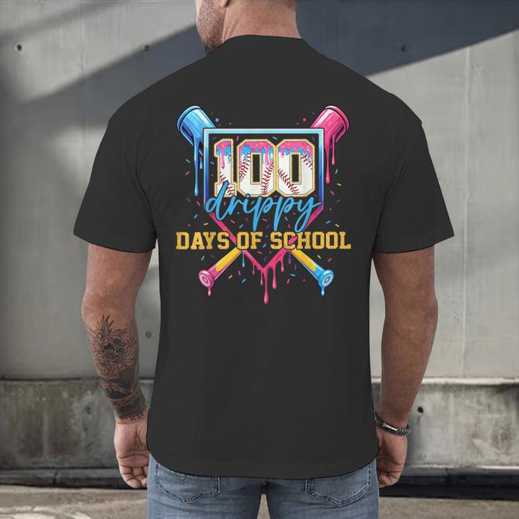 HUGvyn 100 Drippy Days Of School Baseball Ice Cream 100 Days Men's Back Print T-Shirt HUGvyn 100 Drippy Days Of School Baseball Ice Cream 100 Days Men's Back Print T-Shirt